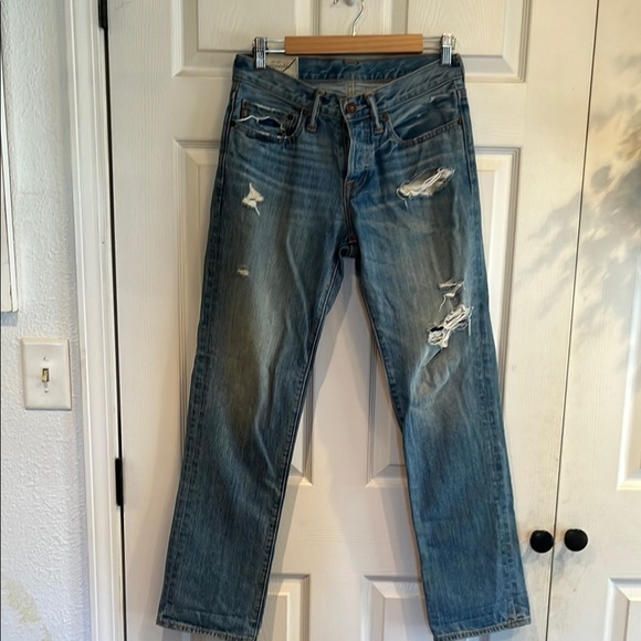 Abercrombie & Fitch Blue Straight Distressed Denim